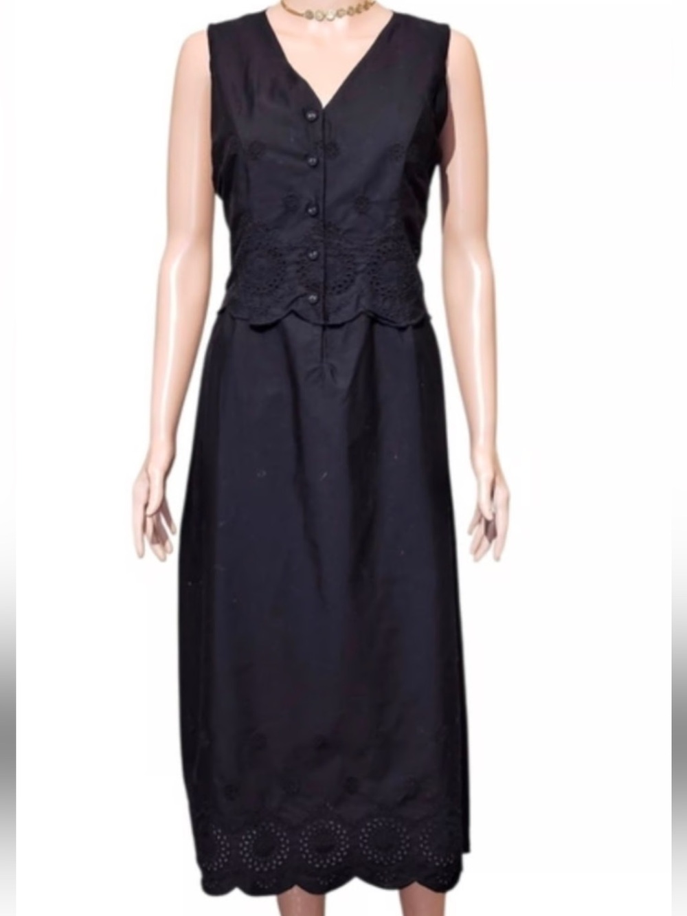Rachel Zoe Black, lined, Two-Piece Lace Trim Midi Dress